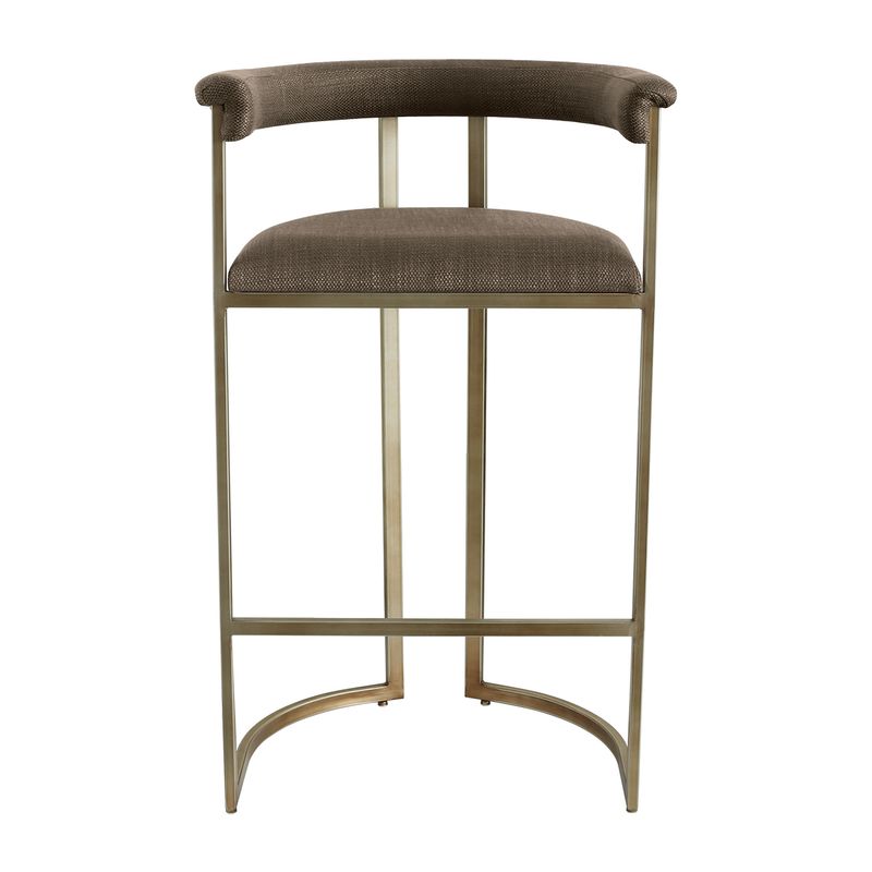 Dino Bar Stool with Upholstered Arms - Chocolate Linen