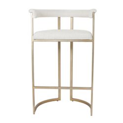 Dino Bar Stool with Upholstered Arms - Natural Linen