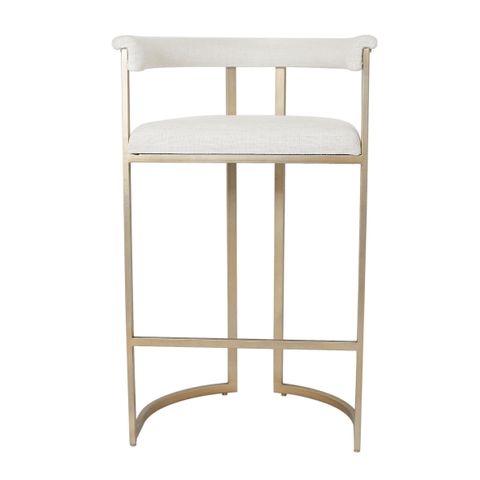 Dino Bar Stool with Upholstered Arms - Natural Linen