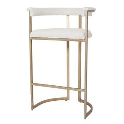 Dino Bar Stool with Upholstered Arms - Natural Linen