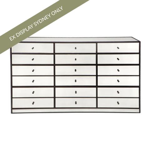 Brentwood 12 Drawer Mirrored Chest - OUTLET NSW