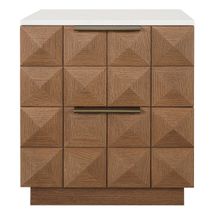 Benedict Walnut Bedside Table - White Marble