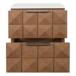 Benedict Walnut Bedside Table - White Marble
