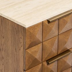 Benedict Walnut Bedside Table - Travertine