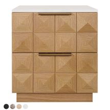 Benedict Natural Oak Bedside Table - White Marble