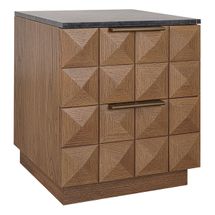 Benedict Walnut Bedside Table - Black Marble