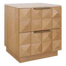 Benedict Natural Oak Bedside Table - Travertine