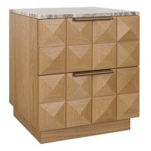 Benedict Natural Oak Bedside Table - River Brown Marble