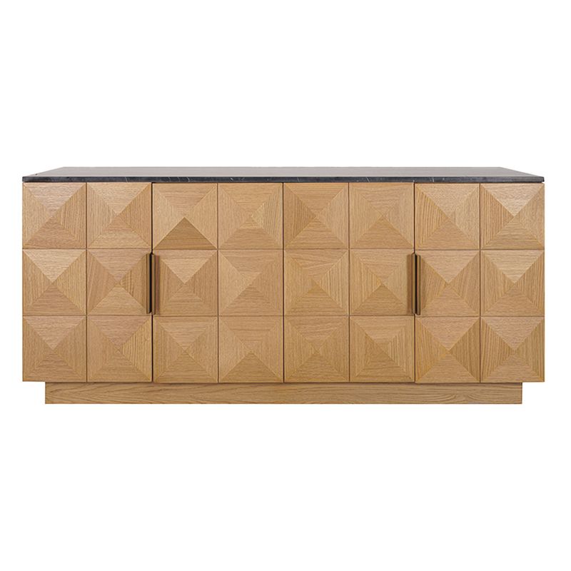 Benedict 170cm Natural Oak Buffet - Black Marble