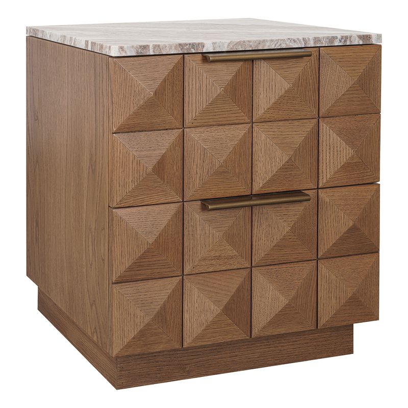 Benedict Walnut Bedside Table - River Brown Marble
