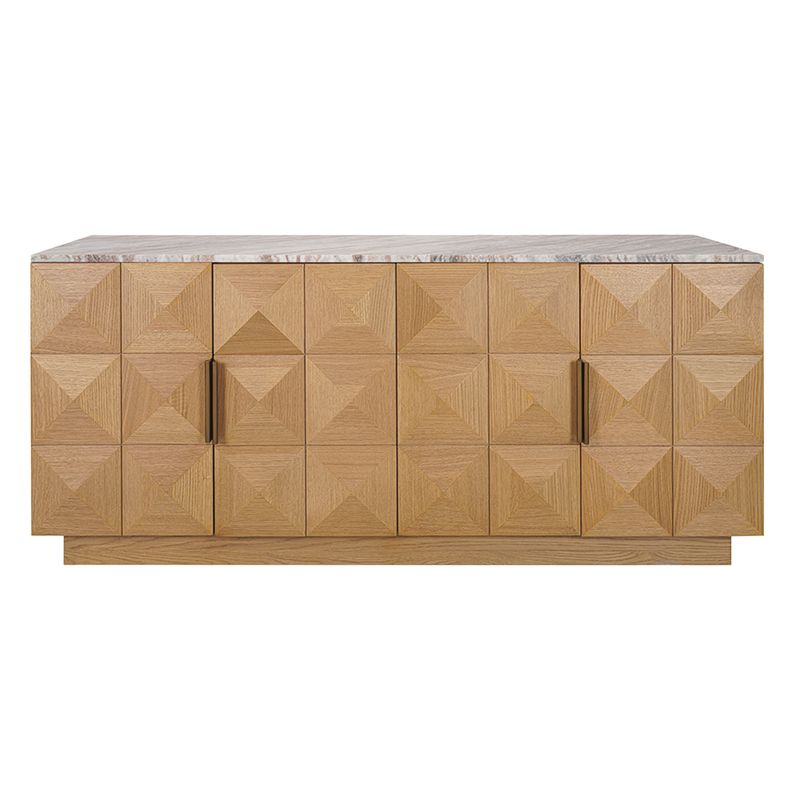 Benedict 170cm Natural Oak Buffet - River Brown Marble