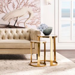 Isabelle Marble Nesting Side Tables - Gold - OUTLET NSW