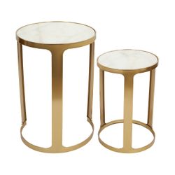 Isabelle Marble Nesting Side Tables - Gold - OUTLET NSW