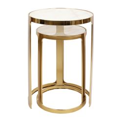 Isabelle Marble Nesting Side Tables - Gold - OUTLET NSW