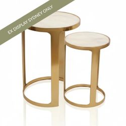Isabelle Marble Nesting Side Tables - Gold - OUTLET NSW