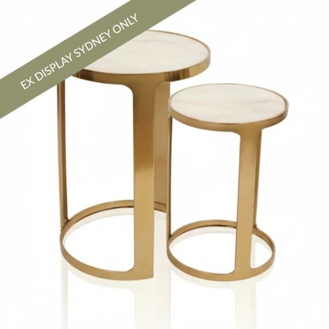 Isabelle Marble Nesting Side Tables - Gold - OUTLET NSW