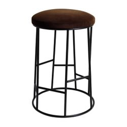 Aiden Black Steel Kitchen Stool - Dark Chocolate Velvet