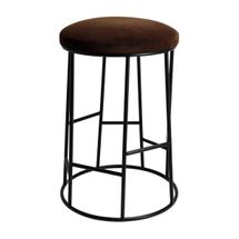 Aiden Black Steel Kitchen Stool - Dark Chocolate Velvet