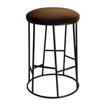 Aiden Black Steel Kitchen Stool - Dark Chocolate Velvet
