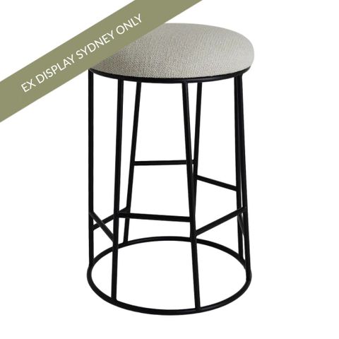 Aiden Black Steel Kitchen Stool - Speckle Ecru