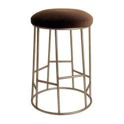 Aiden Gold Steel Kitchen Stool - Dark Chocolate Velvet