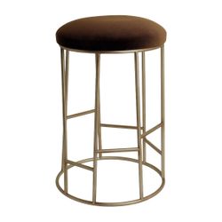 Aiden Gold Steel Kitchen Stool - Dark Chocolate Velvet