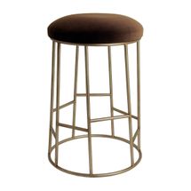 Aiden Gold Steel Kitchen Stool - Dark Chocolate Velvet