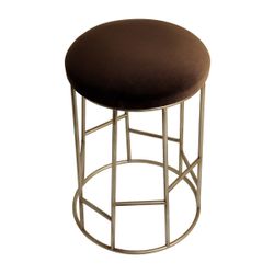 Aiden Gold Steel Kitchen Stool - Dark Chocolate Velvet