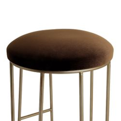 Aiden Gold Steel Kitchen Stool - Dark Chocolate Velvet