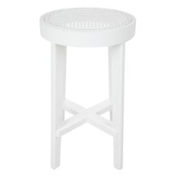 Cape Byron Rattan Kitchen Stool - White - OUTLET NSW