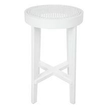 Cape Byron Rattan Kitchen Stool - White - OUTLET NSW