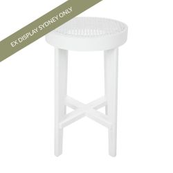 Cape Byron Rattan Kitchen Stool - White - OUTLET NSW