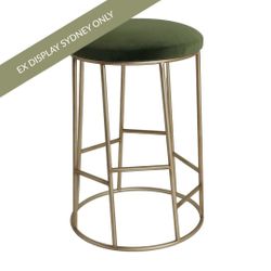 Aiden Gold Steel Kitchen Stool - Moss Velvet - OUTLET NSW