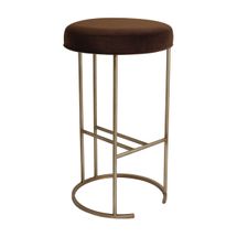 Blackley Gold Iron Kitchen Stool - Dark Chocolate Velvet