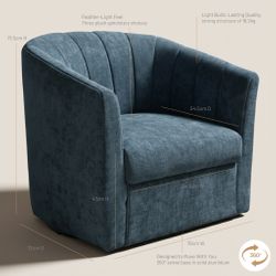 Cadman Swivel Arm Chair - Teal Chenille