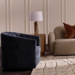 Cadman Swivel Arm Chair - Teal Chenille