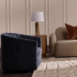 Cadman Swivel Arm Chair - Teal Chenille
