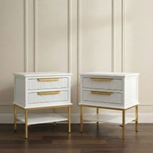 Aimee Small White Bedside Table Set of 2
