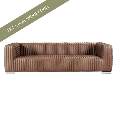 Granger 3 Seater Sofa - Dark Brown Leather - OUTLET NSW