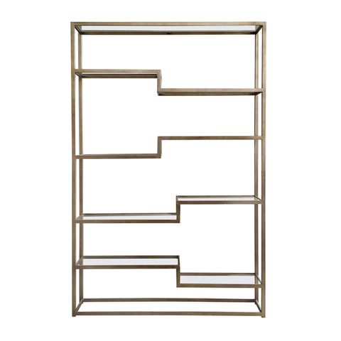 Mistique Glass Shelving Unit - Antique Gold