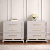 Pearl Large Grey Bedside Table Set of 2