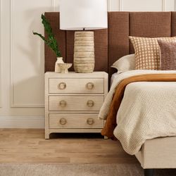 Astley Natural Upholstered Bedside Table Range
