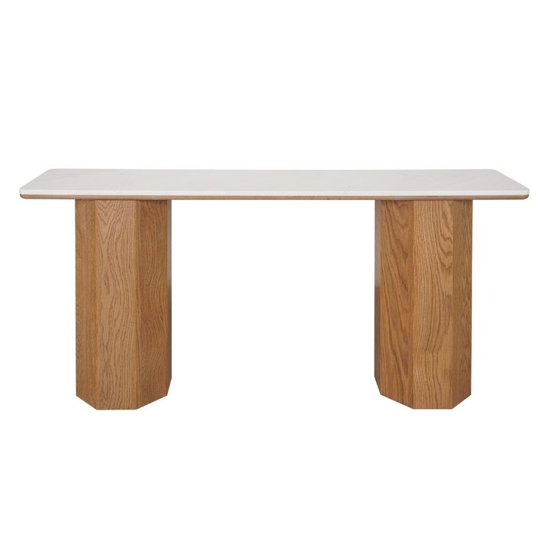 Barlow Marble Console Table - Natural Oak