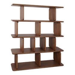 Tudor Oak Shelving Unit - 4 Tier Walnut
