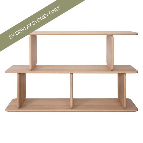 Tudor Oak Shelving Unit - 2 Tier Natural - OUTLET NSW