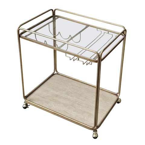 Wentworth Rectangle Bar Cart - Antique Gold