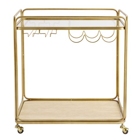 Wentworth Rectangle Bar Cart - Antique Gold