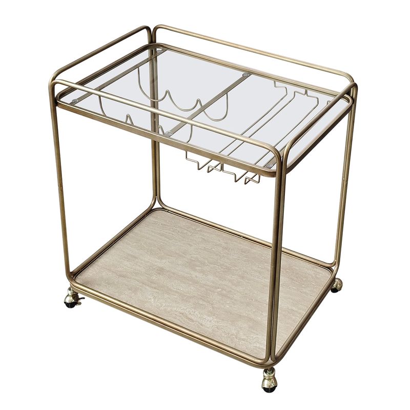 Wentworth Rectangle Bar Cart - Antique Gold