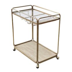 Wentworth Rectangle Bar Cart - Antique Gold
