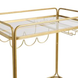 Wentworth Rectangle Bar Cart - Antique Gold